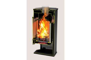 Стальной недорогой камин с дровницей Теплодар Румба фото в Слониме