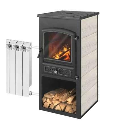 Печь-камин ЭТНА (БКД) с плитой и ТО фото  Печь-камин ЭТНА (БКД) с плитой и ТО Бежевый высокий купить в Слониме