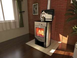 Стальной недорогой камин со стеклом Теплодар Танго плюс фото в Слониме