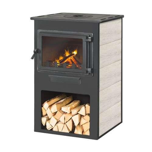 Печь-камин ЭТНА (Панорама) с плитой Амазонка бай фото в Слониме