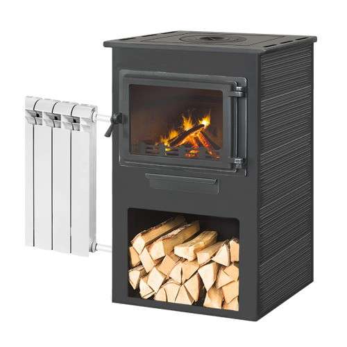 Печь-камин ЭТНА (Панорама) с плитой и ТО Амазонка бай фото Печь-камин ЭТНА (Панорама) с плитой и ТО Антрацит высокий купить в Слониме