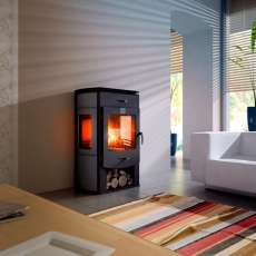 Стильный камин с тремя стеклами Теплодар Танго Трио фото в интерьере в Слониме