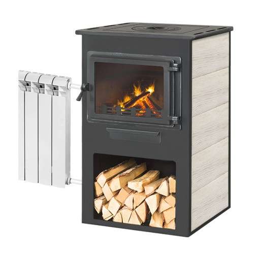 Печь-камин ЭТНА (Панорама) с плитой и ТО Амазонка бай фото Печь-камин ЭТНА (Панорама) с плитой и ТО Бежевый высокий купить в Слониме