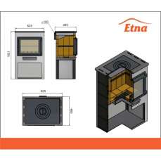 Печь-камин ЭТНА (Панорама) с плитой и теплообменником Амазонка бай фото в Слониме