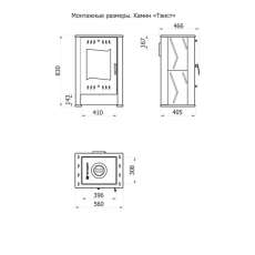 Стальной камин со стеклом Теплодар Твист фото габариты в Слониме