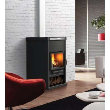 Стальной недорогой камин Теплодар ОВ-140 (прямой) фото в интерьере в Слониме