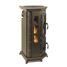 Отопительная недорогая печь Термофор Статика Квинта, чёрная бронза фото с боку в Слониме