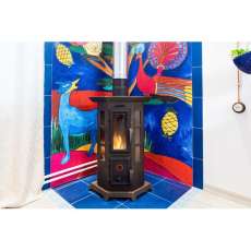 Угловая стальная печь Термофор Статика Квинта, чёрная бронза фото в Слониме