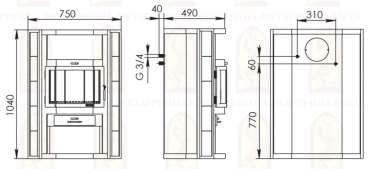 Купить недорогой камин с теплообменником Мета-Бел АОТВ 9.0-03 Печора-Аква в Слониме фото в Слониме