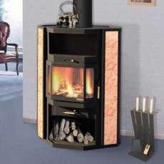 Недорогой большой камин с шамотом Печора Мета Бел фото в интерьере в Слониме