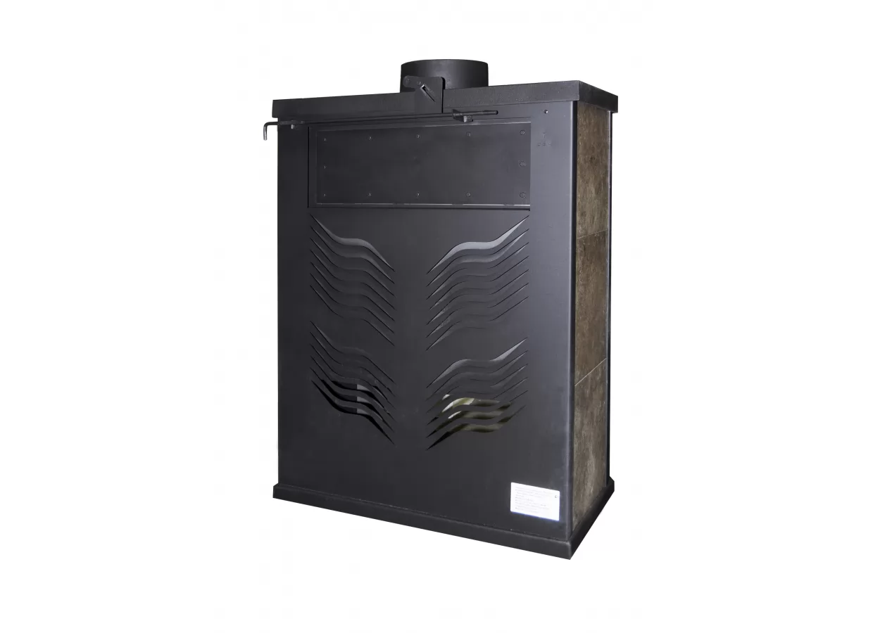 Стальной камин с дровницей Бавария призматик с плитой фото в Слониме