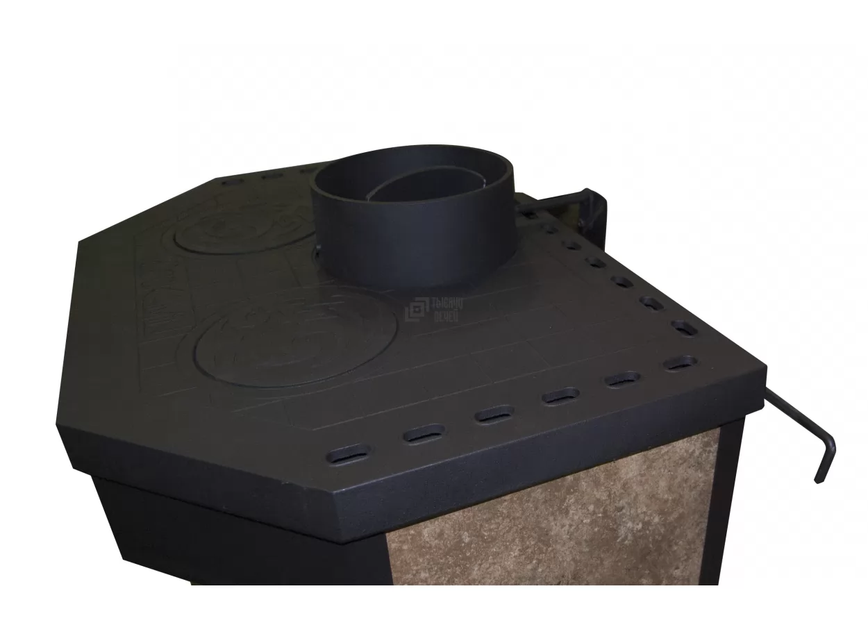 Печь-камин с дровницей Бавария призматик с плитой фото в Слониме