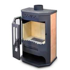 Стальной камин с шамотом Бавария призматик с плитой фото в Слониме