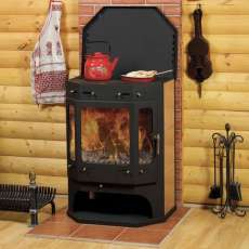 Печь-камин Бавария с плитой аква фото в Слониме