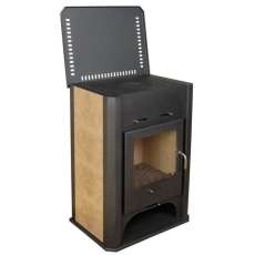 Стальная печь-камин Бавария с плитой и теплообменником фото в Слониме