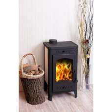 Недорогой стальной печь-камин Экокамин с плитой в интерьере фото в Слониме