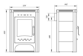 Печь-камин со стеклом Бавария фото в Слониме