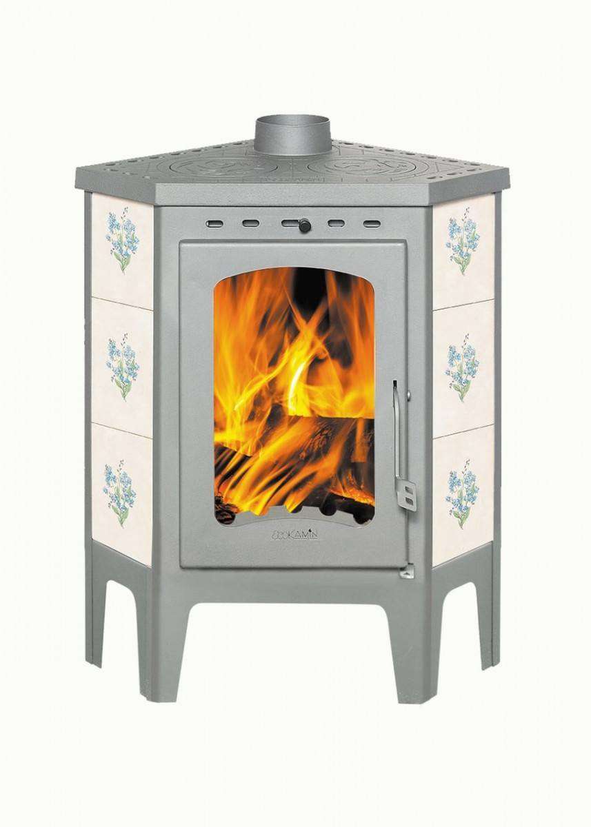 Печь-камин Бавария угловая с плитой незабудка купить в Слониме