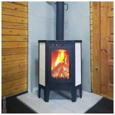 Стальной камин Бавария угловая Амазонка бай фото в интерьере в Слониме