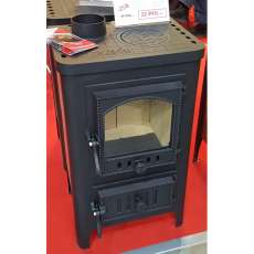 Чугунный камин со стеклом Бавария Оптима Чугун с плитой фото в интерьере в Слониме