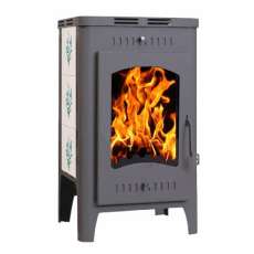 Стальной камин Бавария Оптима Незабудка со стеклом фото в Слониме