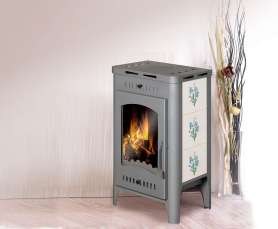 Печь-камин Бавария Оптима Незабудка со стеклом фото в Слониме