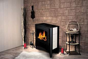Печь-камин Бавария Эко с плитой 2 конфорки фото в интерьере в Слониме
