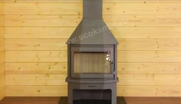 Печь-камин со стеклом Бавария Мюнхен пристенно-угловой графит фото в Слониме