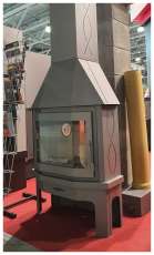 Стальной камин Бавария Мюнхен со стеклом угловой чёрный (без перемычки) фото в Слониме