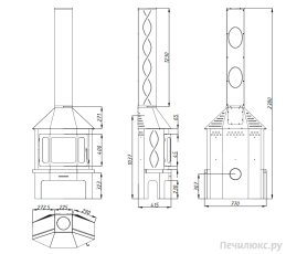 Стальной камин Бавария Мюнхен со стеклом угловой чёрный (без перемычки) фото габариты в Слониме