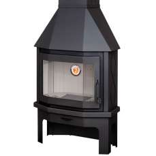 Стальной камин со стеклом Мюнхен угловой чёрный фото в Слониме