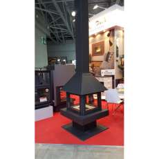 Стальной камин с четырьмя стеклами Эклипс островной 4D графит фото в Слониме