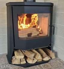 Стальной камин с большим стеклом Бавария панорама призма с плитой фото в Слониме