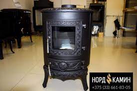 Купить Печь-камин NORDflam Palestro patine в интерьере в Слониме Амазонка бай фото в Слониме