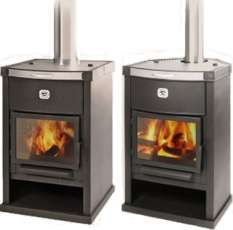 Недорогая печь-камин со стеклом и дровницей Теплодар ОВ-140 (угловой) фото в Слониме