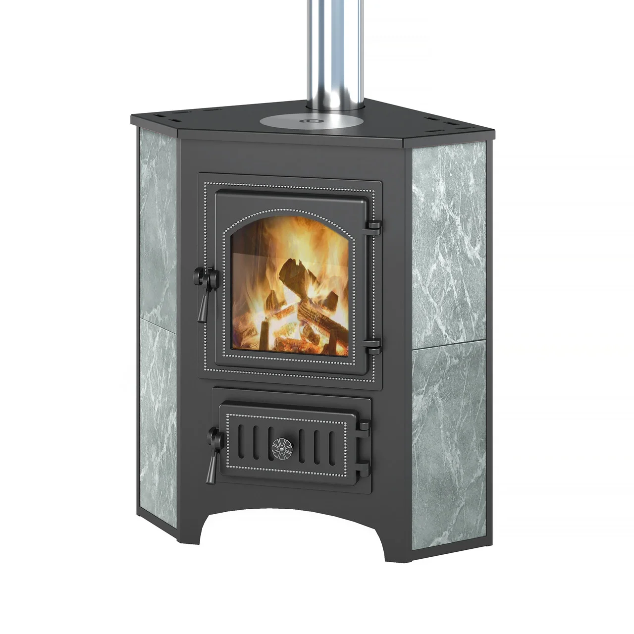 Печь-камин Везувий ПК-01 (270) угловой талькохлорит 9 кВт Амазонка бай фото в Слониме