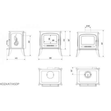 Купить Печь-камин чугунный Kratki Koza K7 с термостатом в Слониме Амазонка бай фото в Слониме