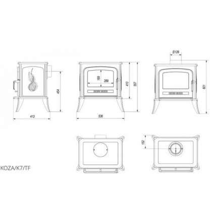 Купить Печь-камин чугунный Kratki Koza K7 с турбиной в Слониме Амазонка бай фото в Слониме
