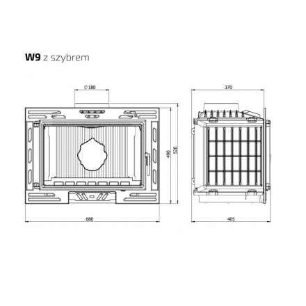Каминная топка Kawmet W9-12,8 кВт в Слониме
