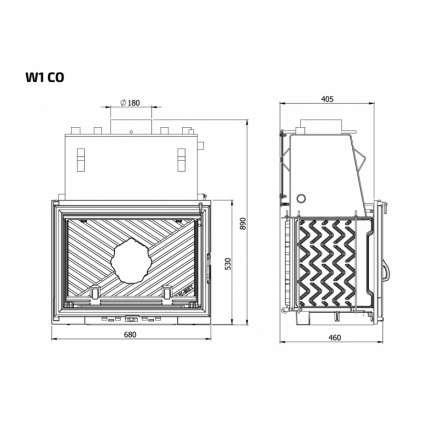 Каминная топка Kawmet W1CO 18,7 кВт с водяным контуром в Слониме