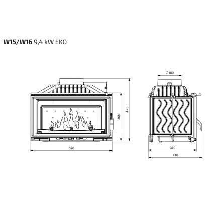 Каминная топка Kawmet W15 STANDARD 9,4 кВт EKO в Слониме