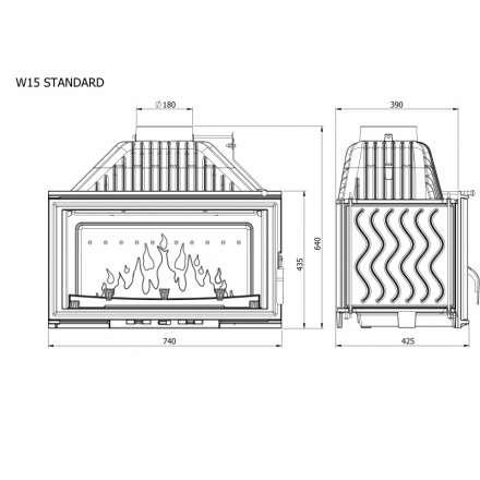 Каминная топка Kawmet W15 STANDARD 12 кВт в Слониме