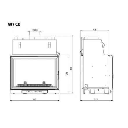 Каминная топка Kawmet W7CO 25,3 кВт с водяным контуром в Слониме