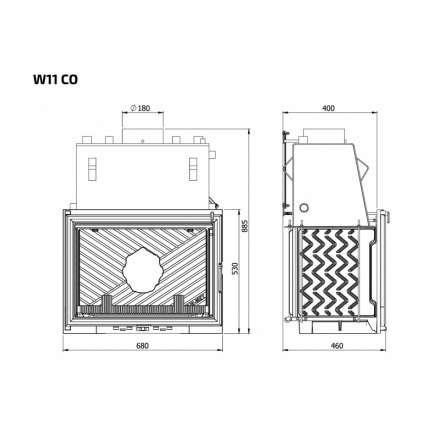 Каминная топка Kawmet W11CO 18 кВт с водяным контуром в Слониме