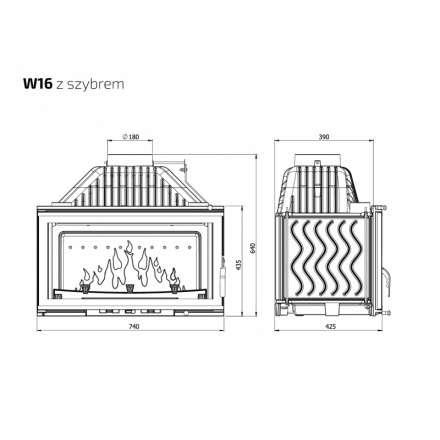 Каминная топка Kawmet W16 PREMIUM 14,7 кВт в Слониме