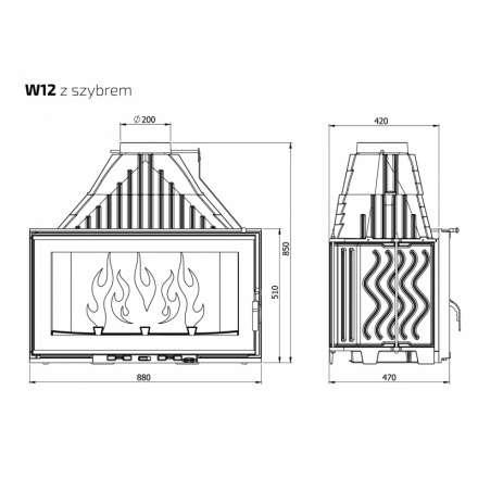 Каминная топка Kawmet W12-19,4 кВт в Слониме