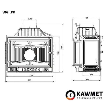 Каминная топка Kawmet W4PLB-14,5 кВт в Слониме