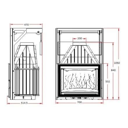 Каминная топка Invicta 700 Grand Angle с подъёмом в Слониме