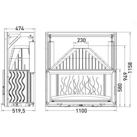 Каминная топка Invicta 1100 Grand Vision с подъёмом в Слониме