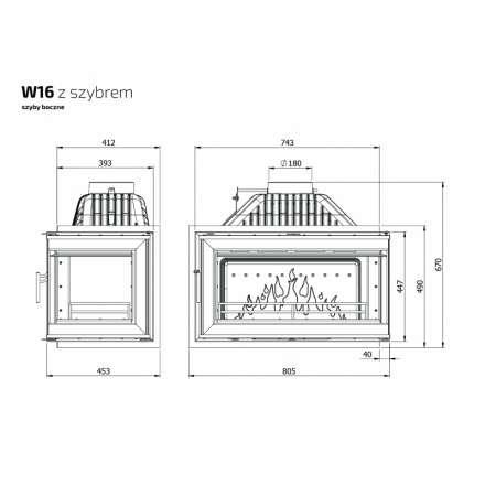 Каминная топка Kawmet W16PB 14,7 кВт в Слониме
